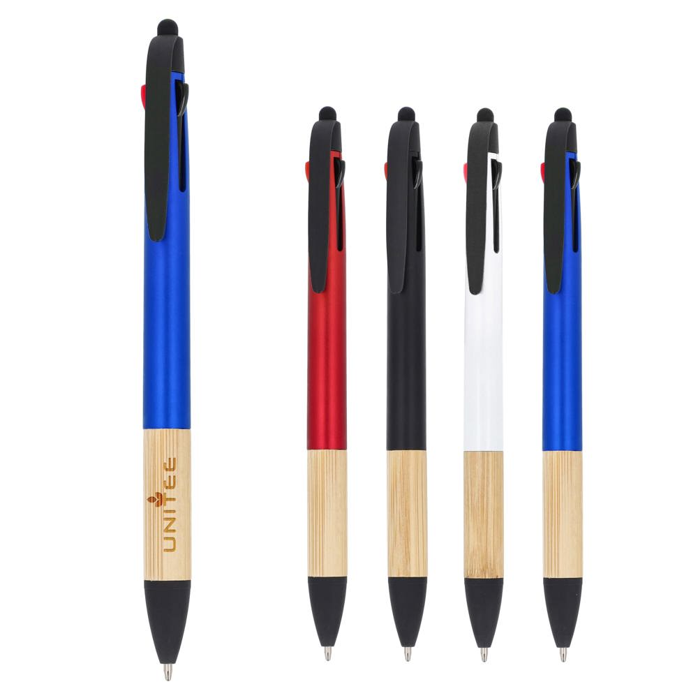 3-kleuren pen met bamboe grip